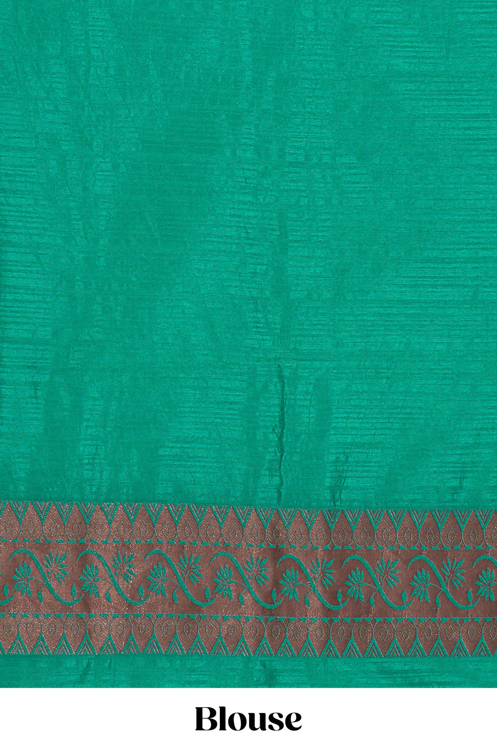 Borderless green zari motifs design raw silk saree with self zari pallu and matching blouse