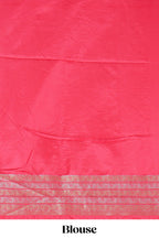 Pink floral zari motifs design raw silk saree with self zari border and matching blouse