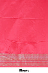 Pink floral zari motifs design raw silk saree with self zari border and matching blouse