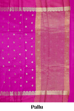 Pink butta designed raw silk saree with self border and matching blouse