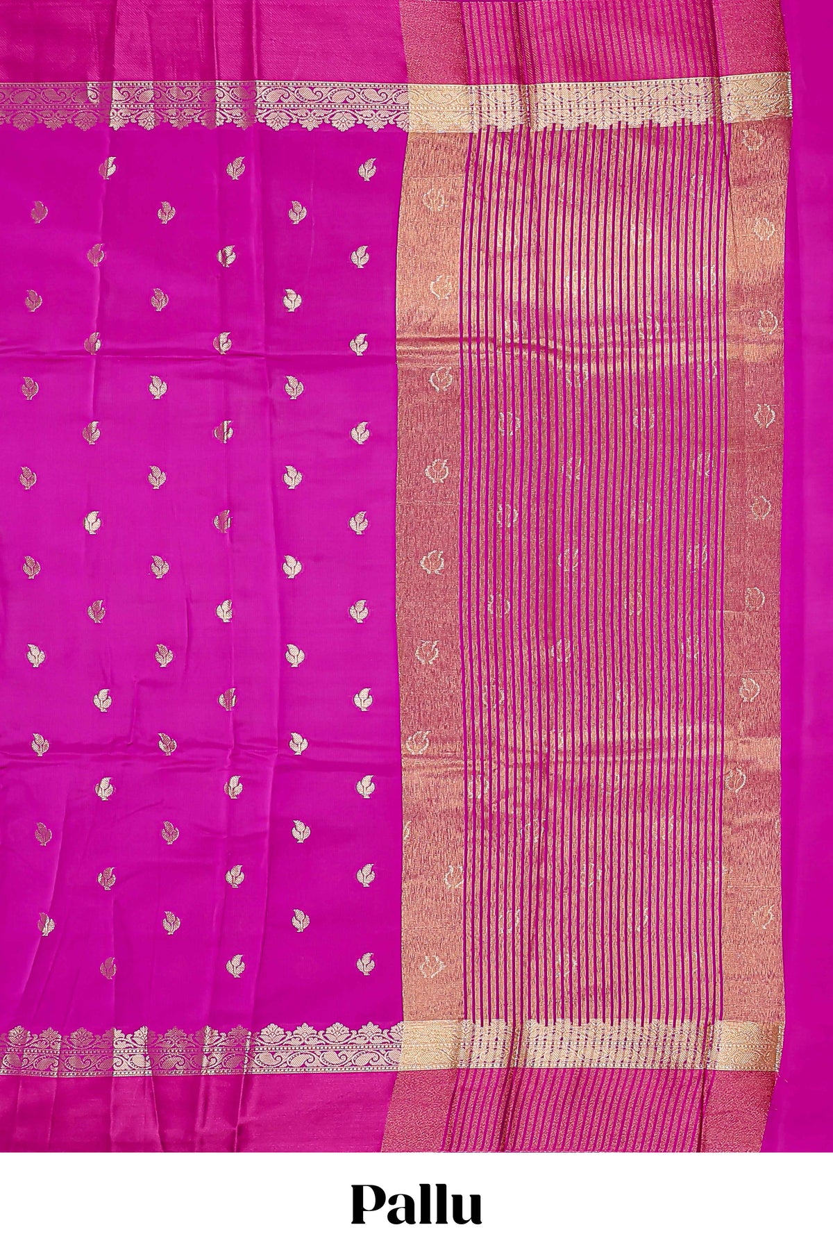 Pink butta designed raw silk saree with self border and matching blouse