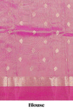 Pink butta designed raw silk saree with self border and matching blouse