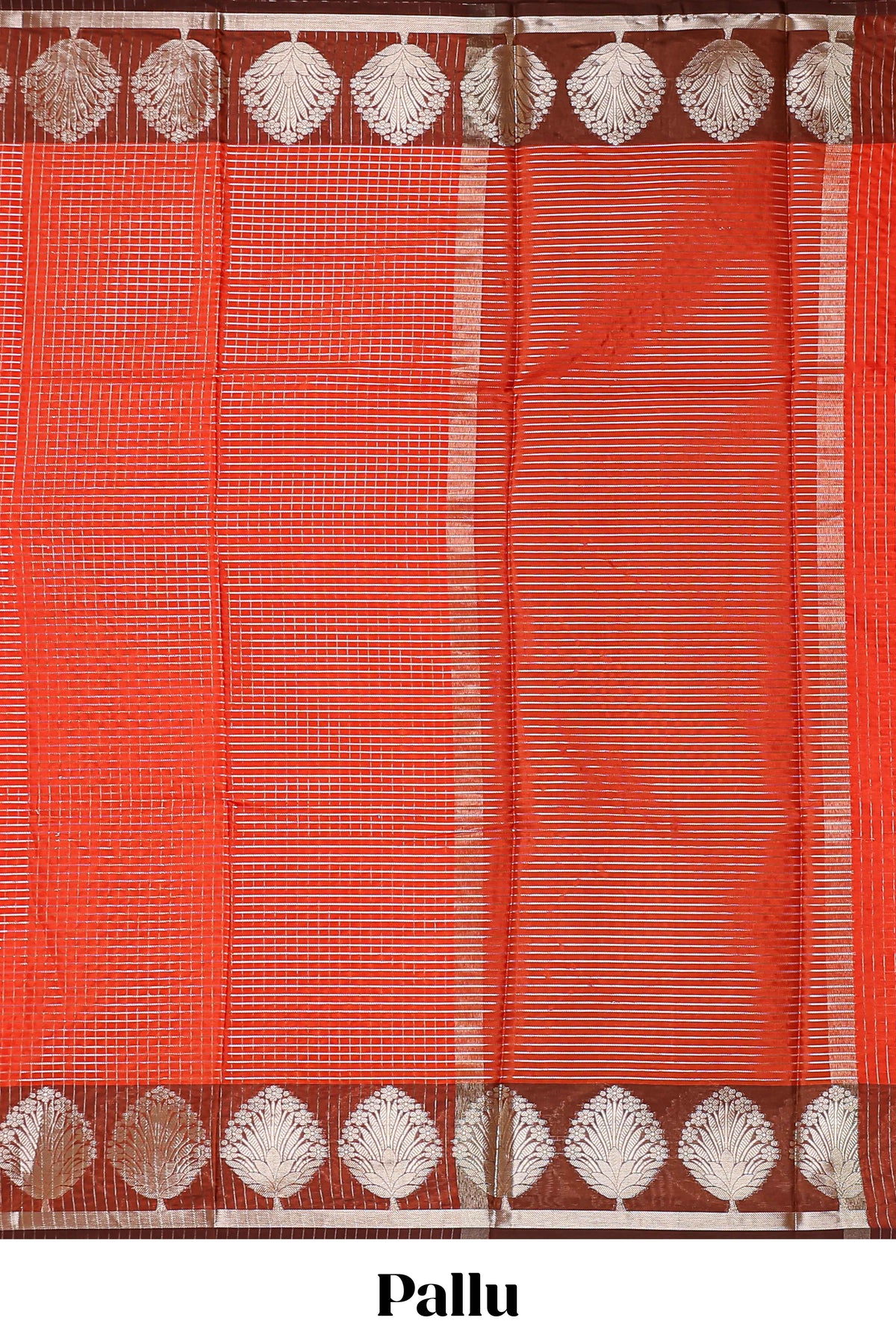 Orange checked raw silk saree with contrast border and matching blouse