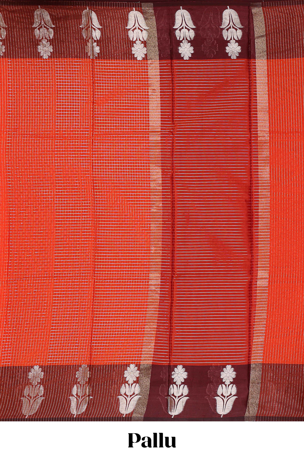 Orange checked raw silk saree with contrast border and matching blouse