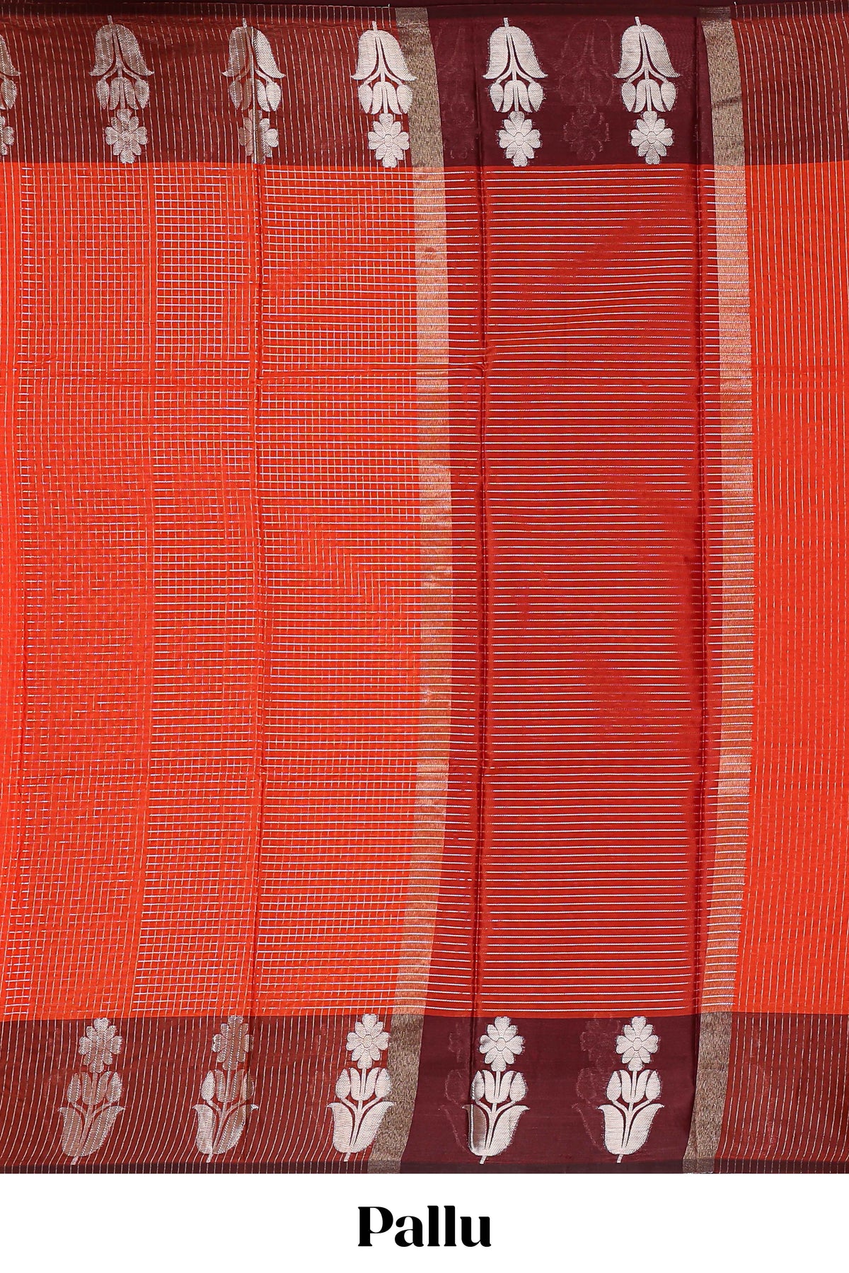Orange checked raw silk saree with contrast border and matching blouse