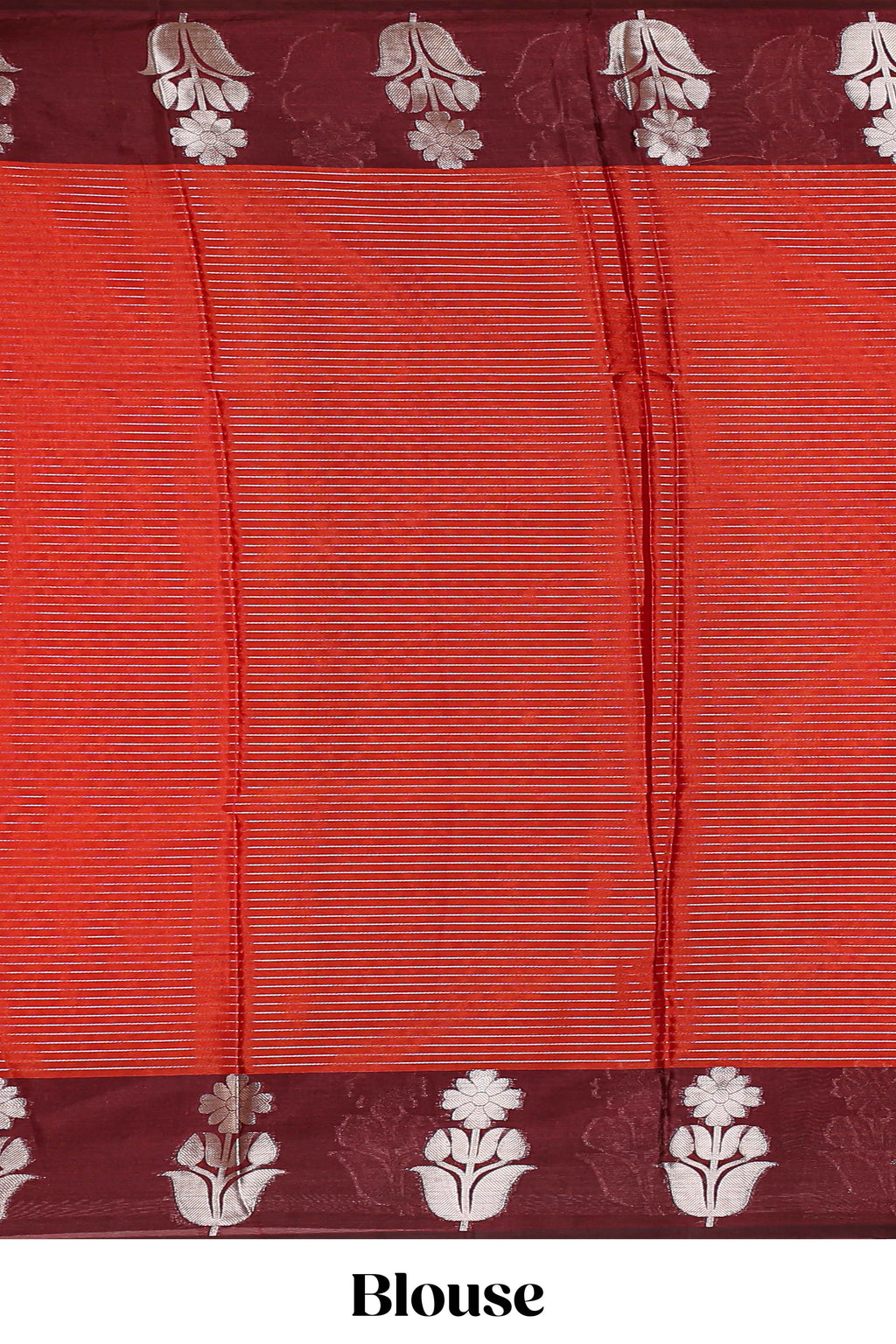 Orange checked raw silk saree with contrast border and matching blouse