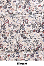 Borderless grey plain south cotton saree with contrast floral print blouse