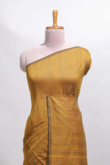 Borderless mustard plain south cotton saree with contrast floral print blouse