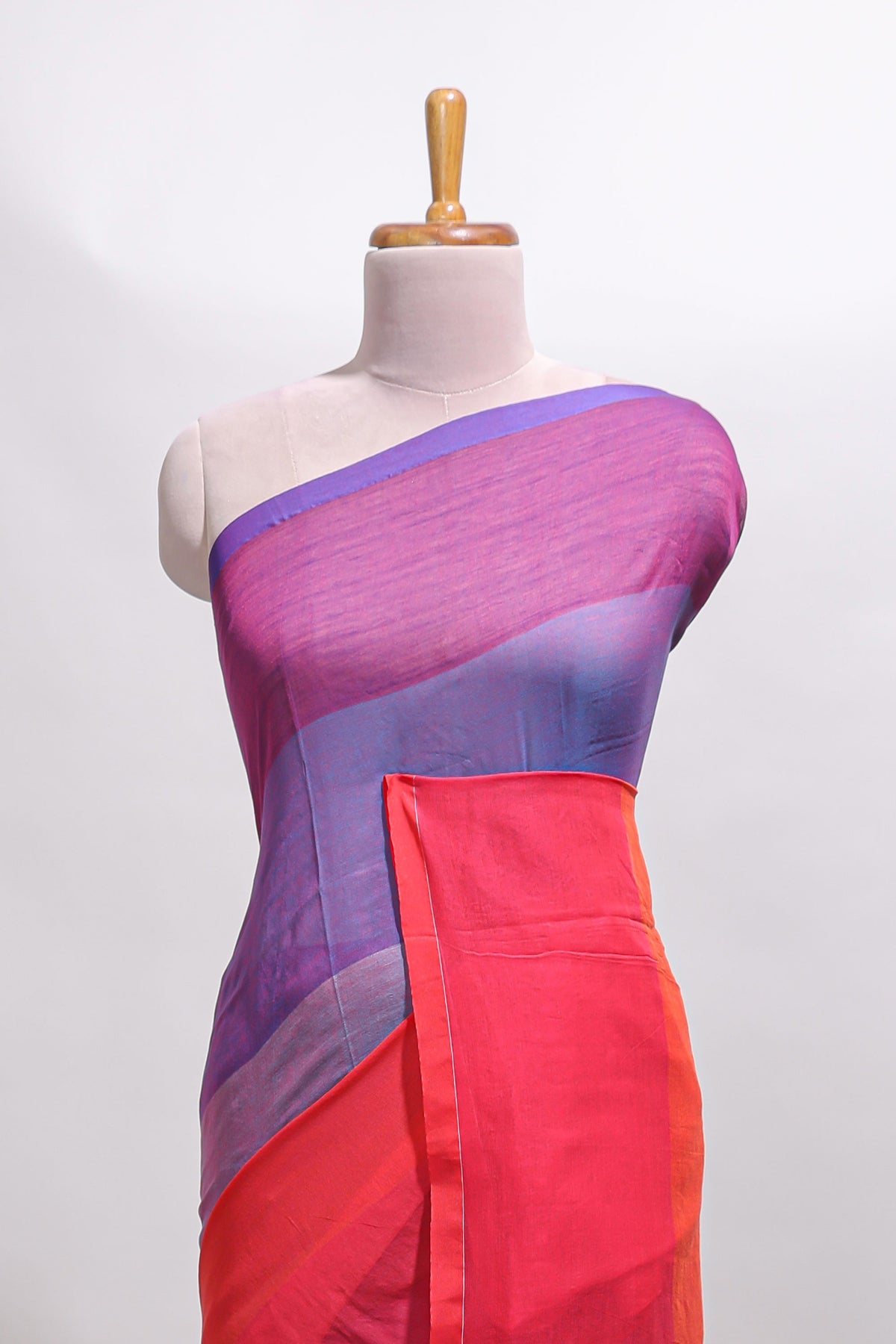 Borderless multi color striped south cotton saree with matching striped blouse