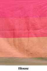 Borderless multi color striped south cotton saree with matching striped blouse