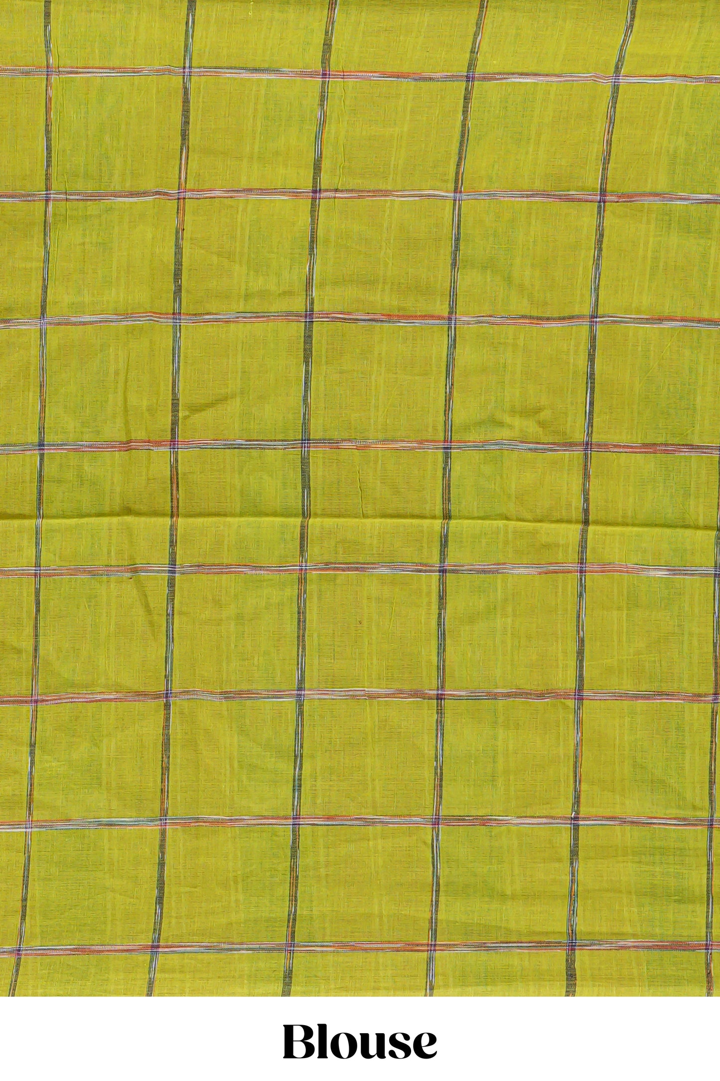 Green checked south cotton saree with contrast border and ikkat style pallu