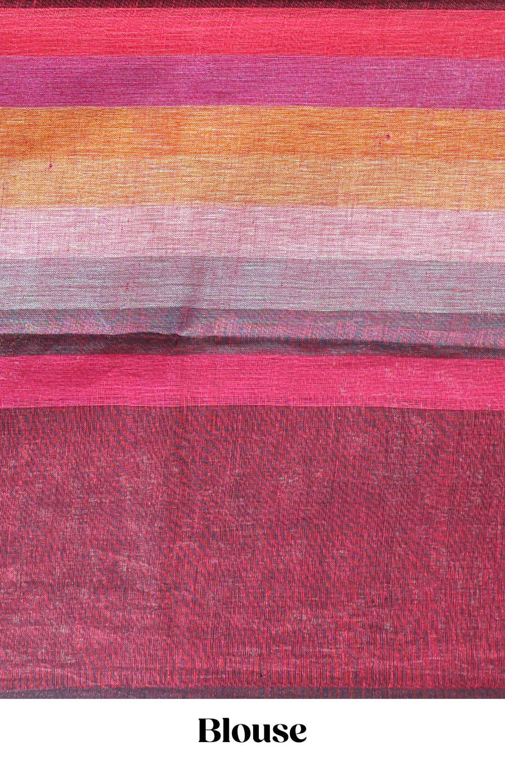 Multi color striped south cotton saree with contrast border and matching blouse