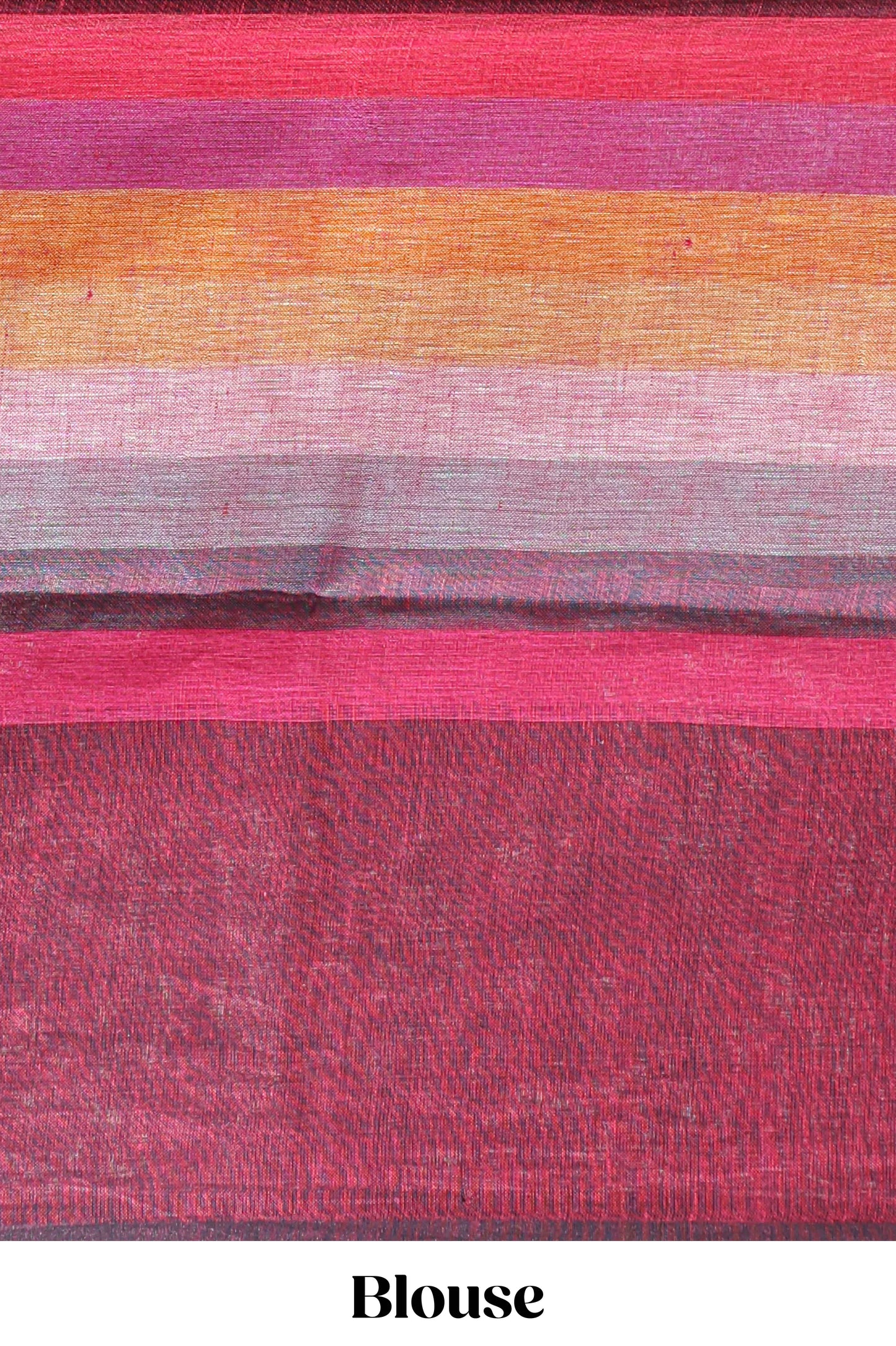 Multi color striped south cotton saree with contrast border and matching blouse
