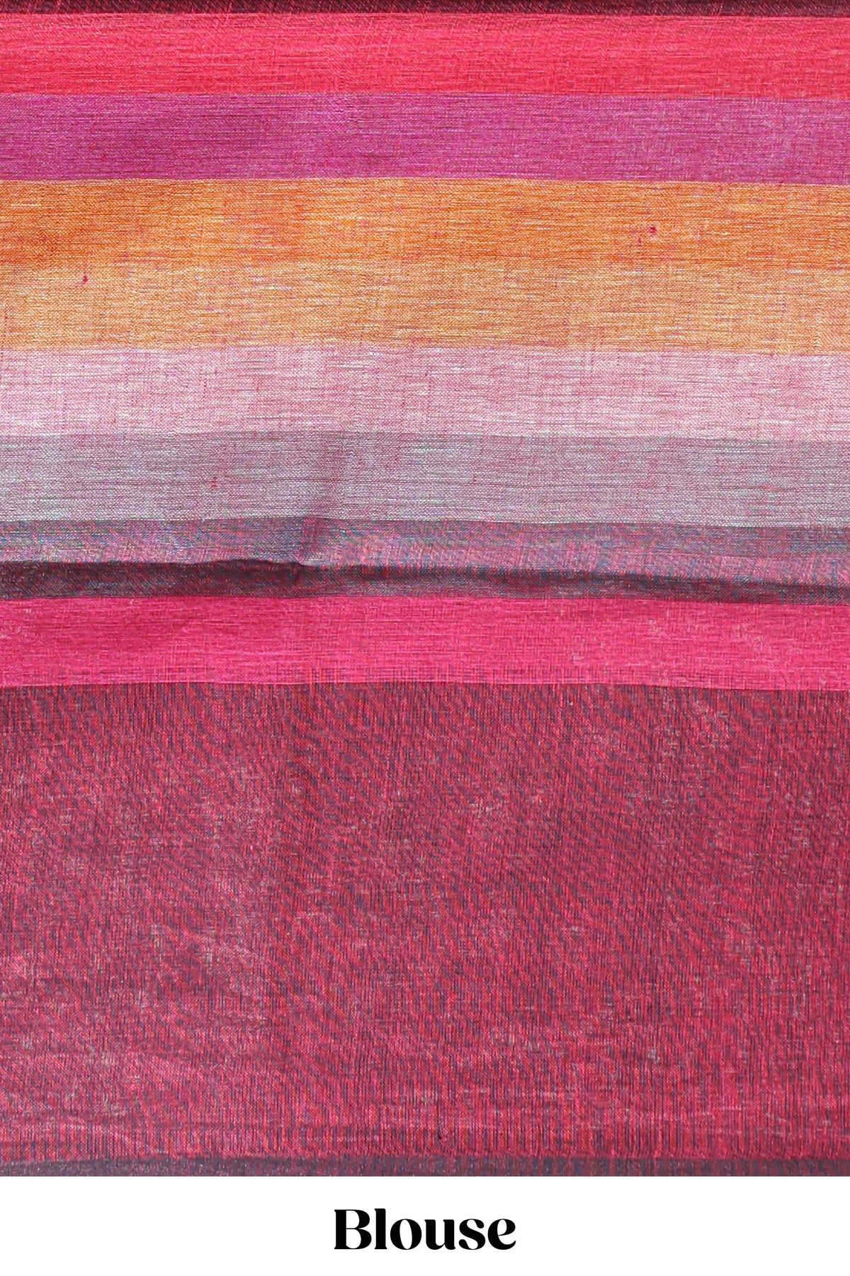 Multi color striped south cotton saree with contrast border and matching blouse