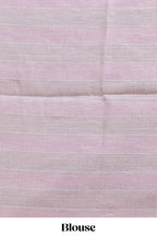 Lavender striped south cotton saree with self silver zari border and matching blouse