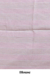 Lavender striped south cotton saree with self silver zari border and matching blouse