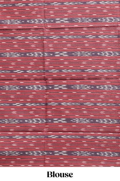 Borderless maroon butterfly motifs south cotton saree with contrast blouse and tassels
