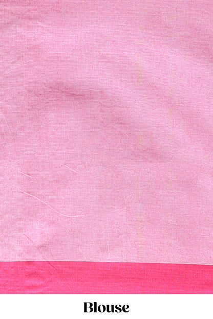 Light Blue & Pink Floral Woven Sothu Cotton Saree with Tassels