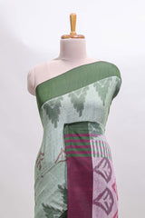 Green & Purple Floral Woven Sothu Cotton Saree with Tassels