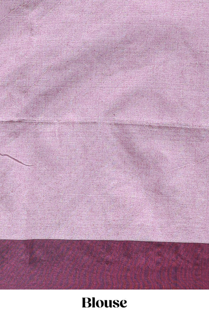 Green & Purple Floral Woven Sothu Cotton Saree with Tassels