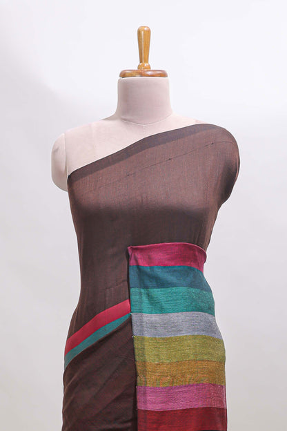 Multi color striped south cotton sarees with contrast border and matching blouse