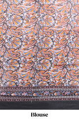 Pink striped south cotton sarees with self border and contrast printed blouse