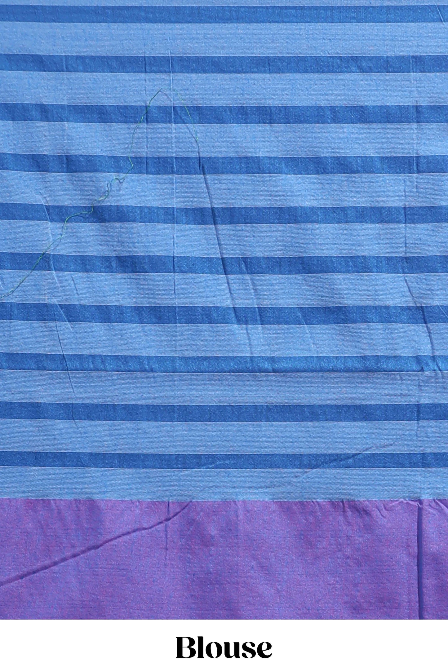 Blue striped south cotton sarees with contrast border and matching striped blouse