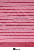 Pink striped south cotton sarees with contrast border and matching blouse