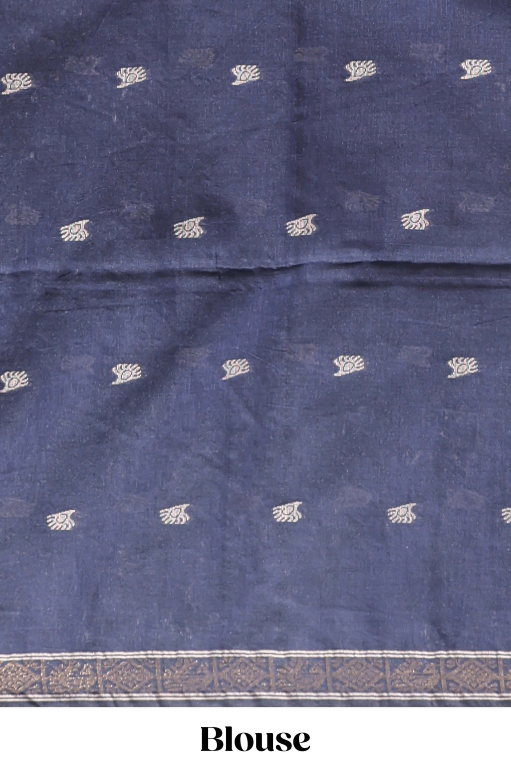 Blue zari motifs south cotton sarees with self border and matching blouse