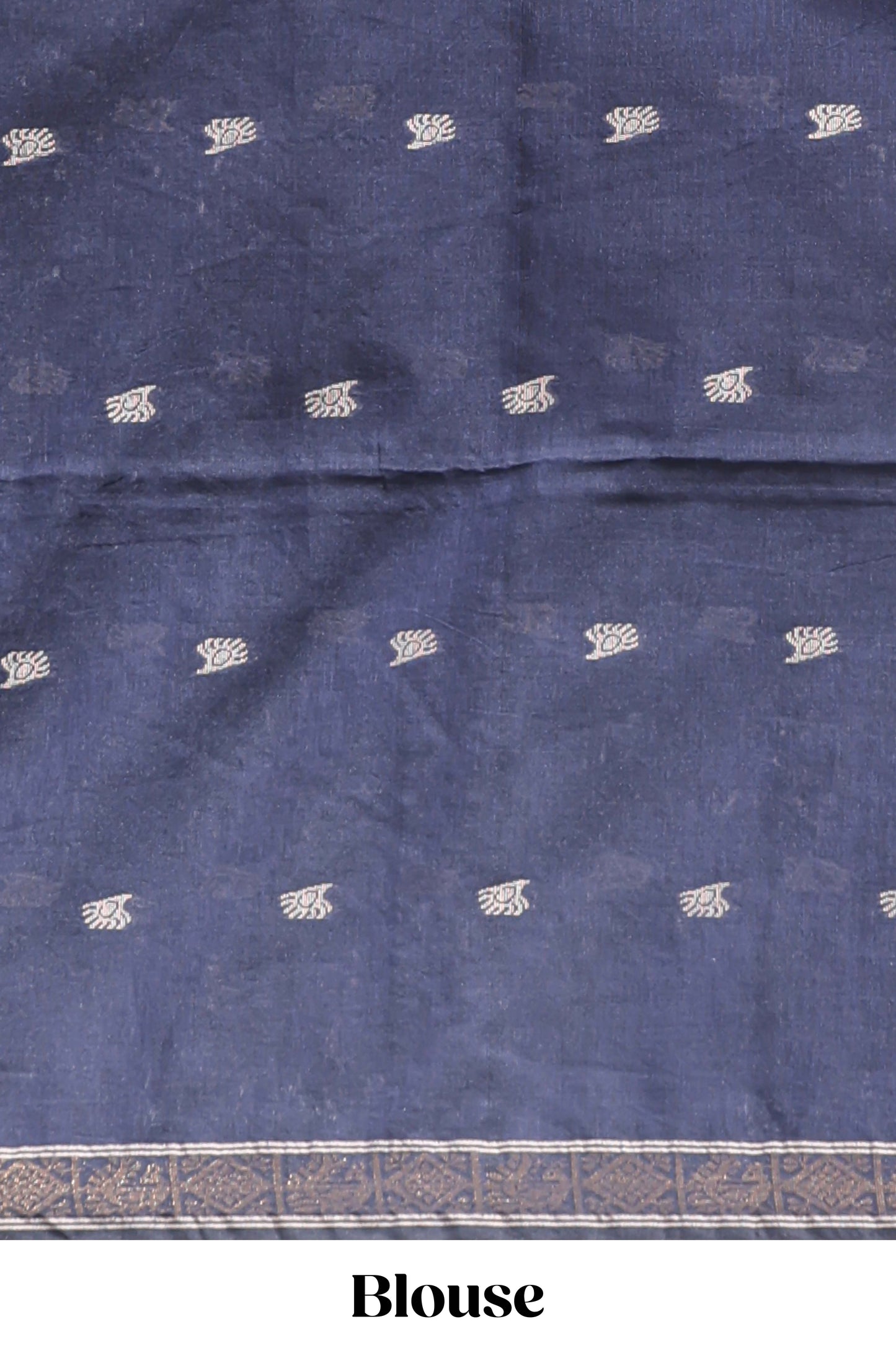 Blue zari motifs south cotton sarees with self border and matching blouse