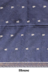 Blue zari motifs south cotton sarees with self border and matching blouse