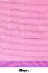 White checked south cotton sarees with contrast border and striped blouse