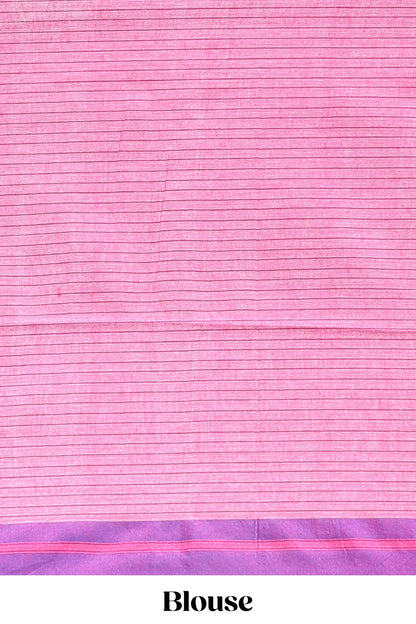White checked south cotton sarees with contrast border and striped blouse