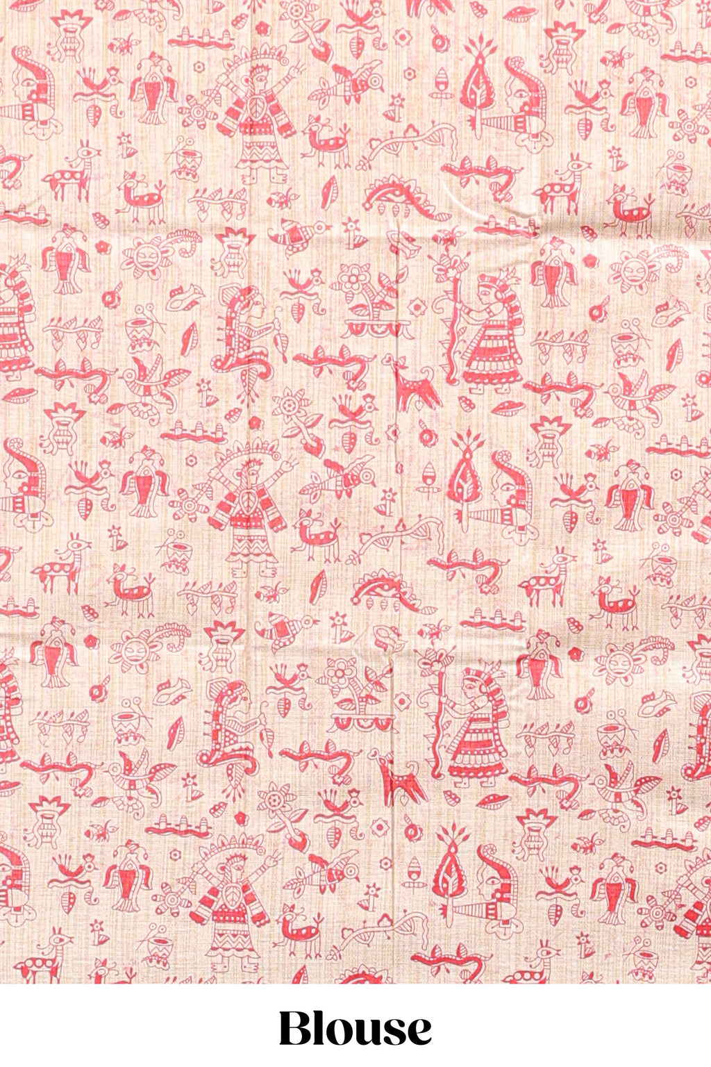 Wine red plain south cotton sarees with contrast warli printed blouse