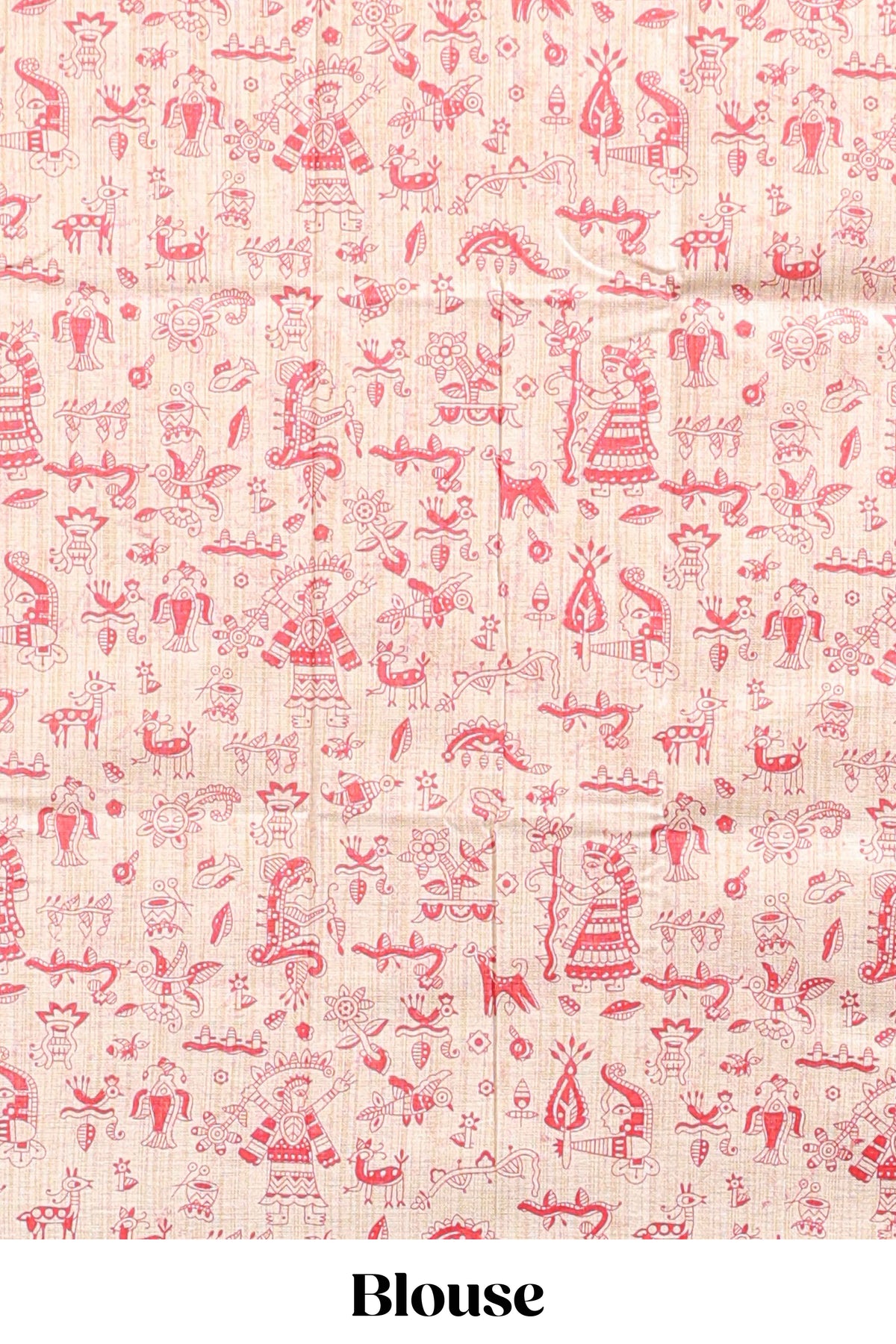 Wine red plain south cotton sarees with contrast warli printed blouse