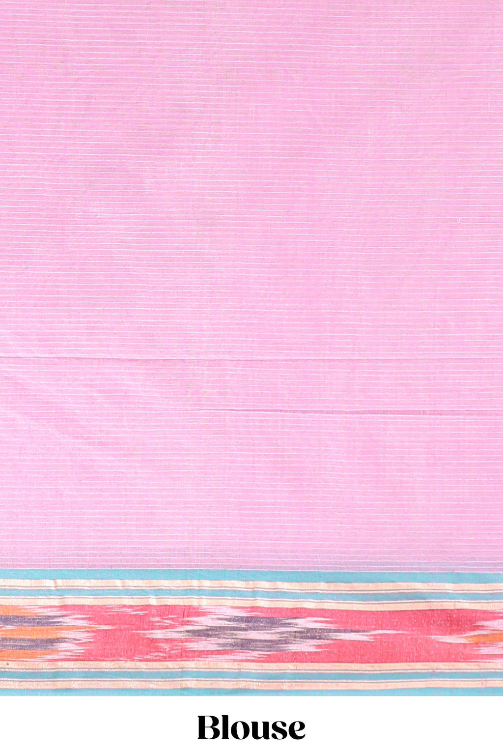 Pastel pink south cotton saree body with woven buttas  border featuring multicolour Ikat patterns woven pallu with a matching blouse