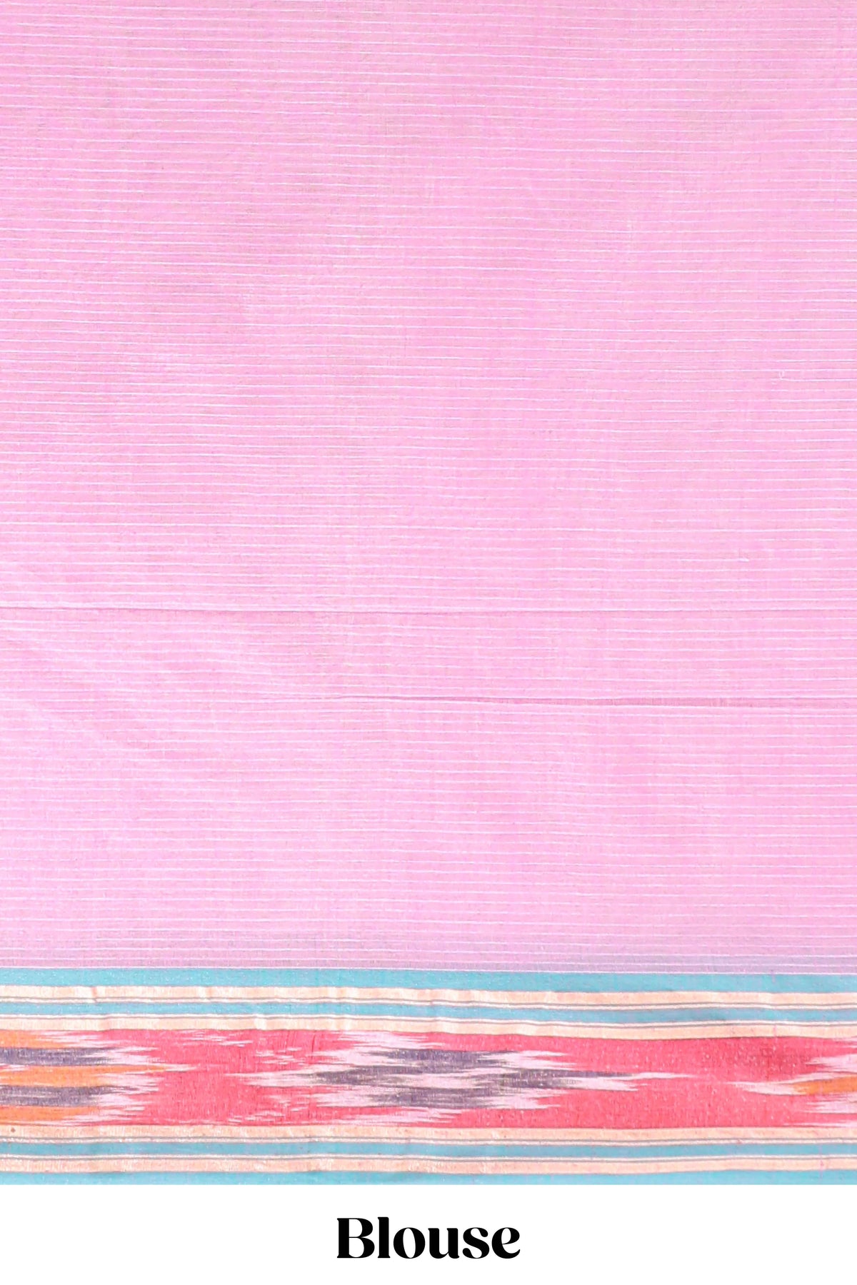 Pastel pink south cotton saree body with woven buttas  border featuring multicolour Ikat patterns woven pallu with a matching blouse