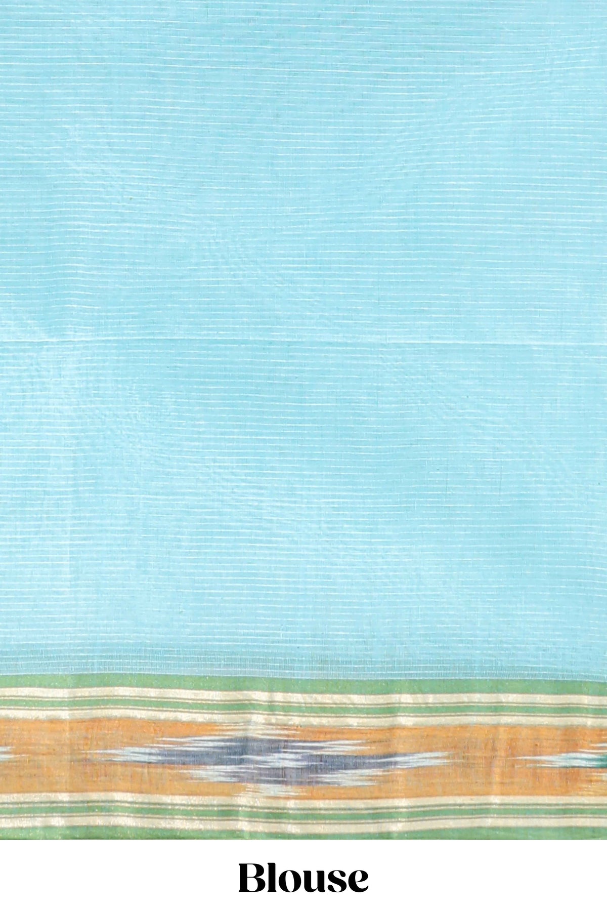 Pastel blue south cotton saree body with woven buttas  border featuring multicolour Ikat patterns woven pallu with a matching blouse