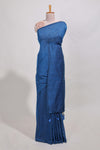 Navy blue plain south cotton sarees with contrastwarli printed blouse