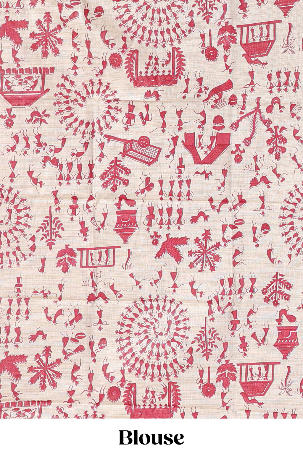 Navy blue plain south cotton sarees with contrast   pink warli printed blouse