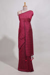 Rani pinkplain south cotton sarees with contrastwarli printed blouse