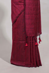 Rani pinkplain south cotton sarees with contrastwarli printed blouse
