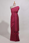 Rani pinkplain south cotton sarees with contrastwarli printed blouse