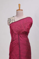Rani pinkplain south cotton sarees with contrastwarli printed blouse
