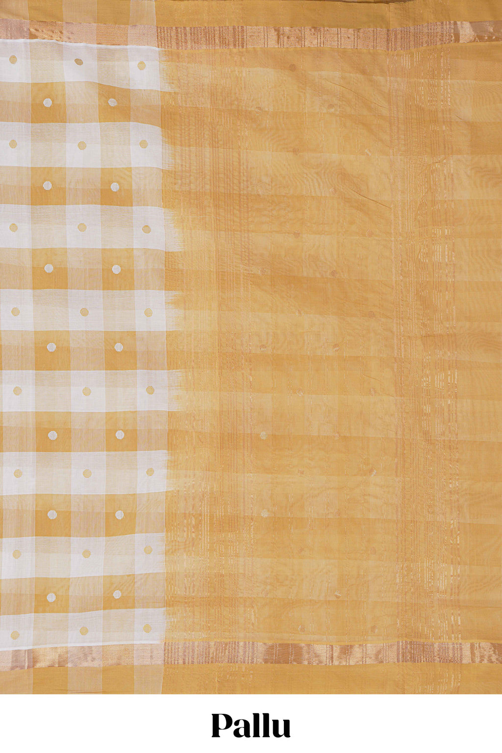 Sandal cheked floral motifs design south cotton saree with self zari border and matching pallu