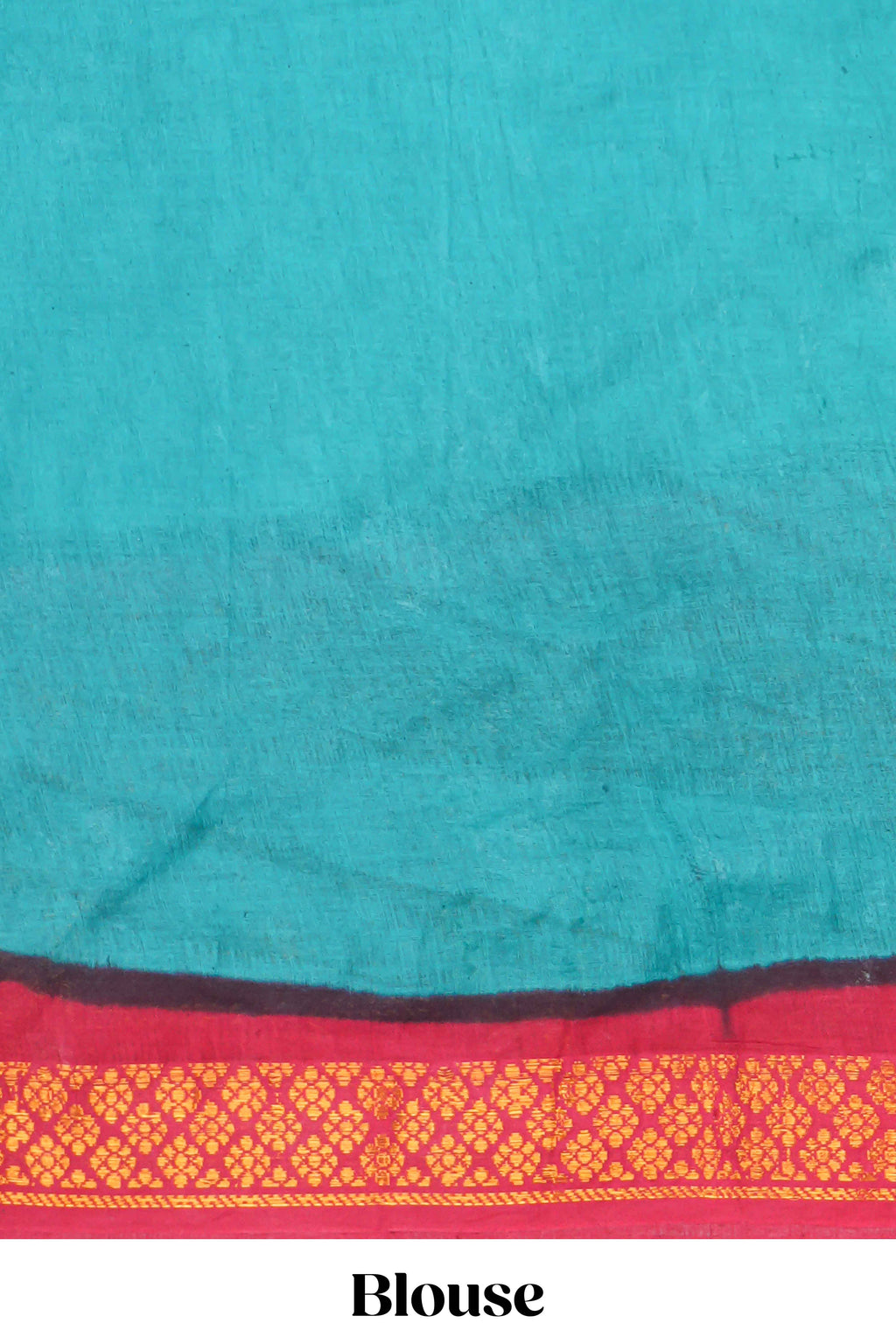 Elegant turquoise blue Sungudi cotton saree with contrast temple inspired pattern border and contrast pallu along with matching blouse