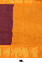 Elegant maroon Sungudi cotton saree with contrast temple inspired pattern border and contrast pallu along with matching blouse