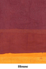 Elegant maroon Sungudi cotton saree with contrast temple inspired pattern border and contrast pallu along with matching blouse