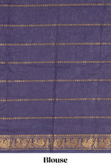 Purple Sungudi cotton saree with gold zari stripe motifs a contrastingzari border checked pallu and contrast blouse