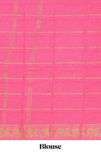 Deep wine Sungudi cotton saree with gold zari stripe motifs a contrasting  zari border checked pallu and contrast blouse